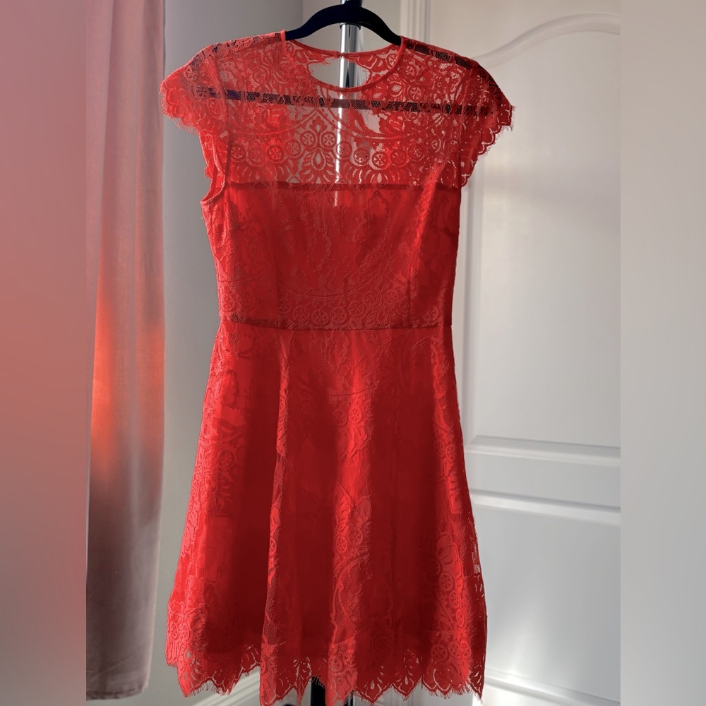 Bright, orange lace, babydoll dress